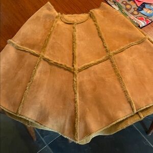 UGG Shearling Suede Cape Jacket in Chestnut Brown